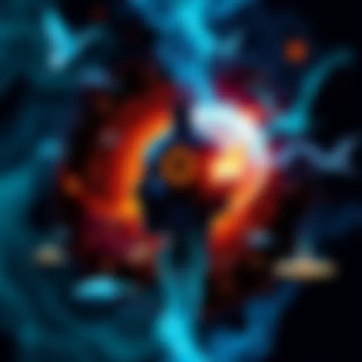 A mystical representation of mental alchemy symbols intertwined with psychological motifs