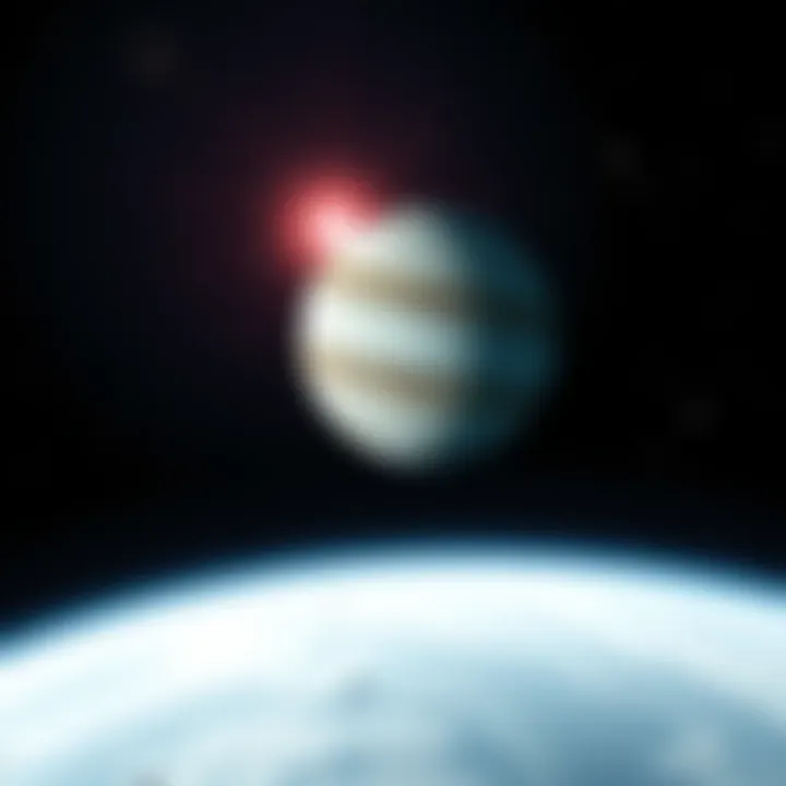 An artistic representation of Mercury in retrograde, showing the planet moving backward with stars in the background.