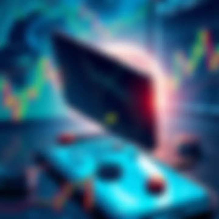 An illustration showing a broken smartphone and fluctuating stock market graphs representing technology challenges during Mercury retrograde.