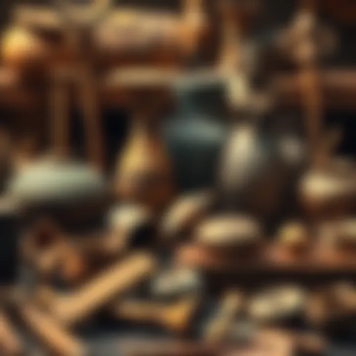 A depiction of artifacts from the Merimde Culture, including pottery and tools used by ancient Egyptians.