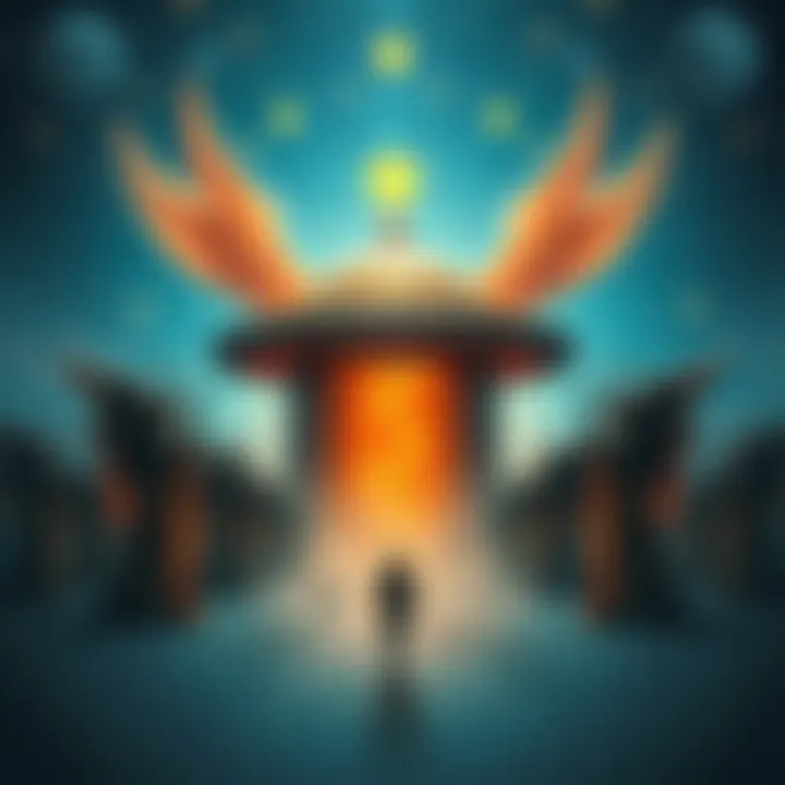 A Merkabah UFO surrounded by angelic figures in a starry sky