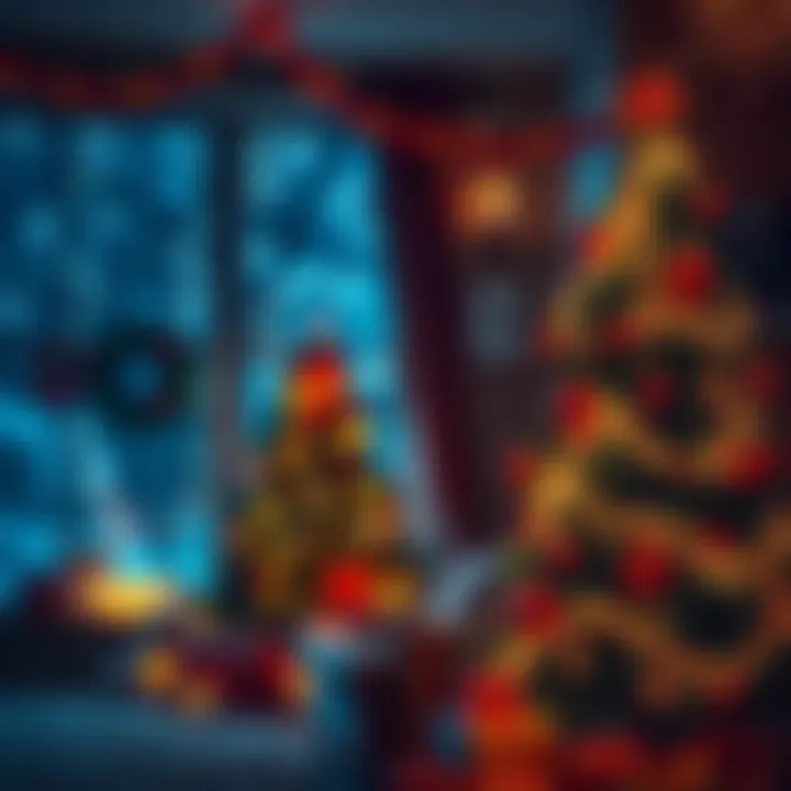 A cozy Christmas scene with warm lights and a decorated tree, symbolizing heartfelt wishes for Scorpios, with a touch of nostalgia and love.