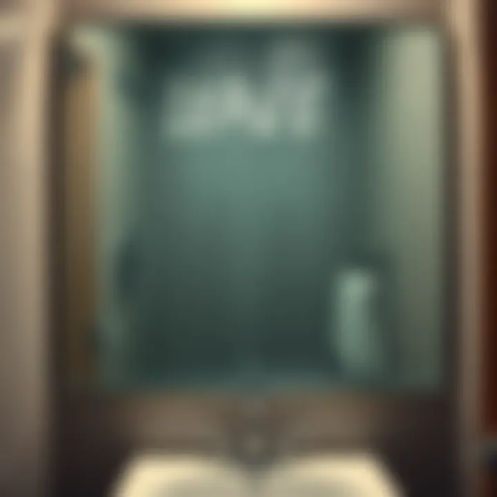 Fogged-up bathroom mirror with the word 'LEAVE' written in condensation