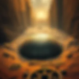 A large metallic object partially buried beneath the sandy ground of the ancient Hawara Labyrinth in Egypt.