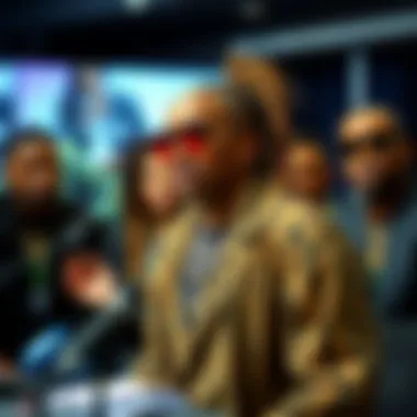 M.I.A. at a press conference discussing her claims about Jay-Z and Beyonce pressuring her into rituals