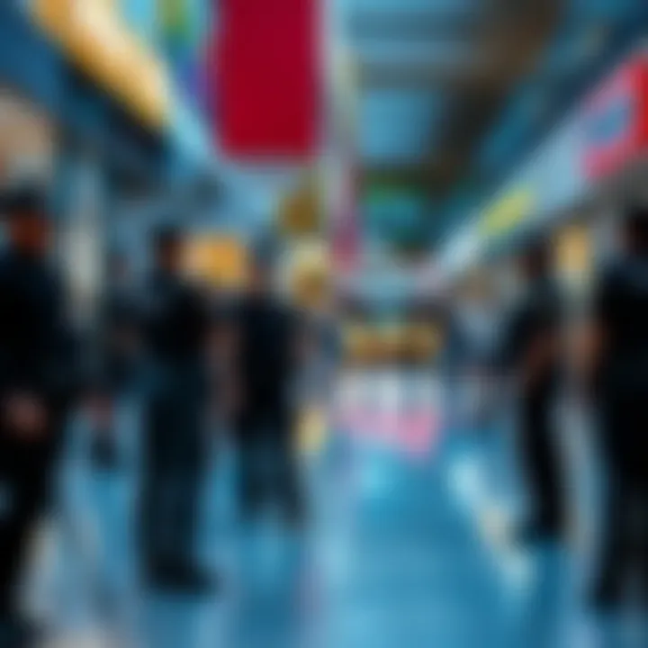 Police responding to an incident at a busy Miami mall with officers in uniform and onlookers nearby