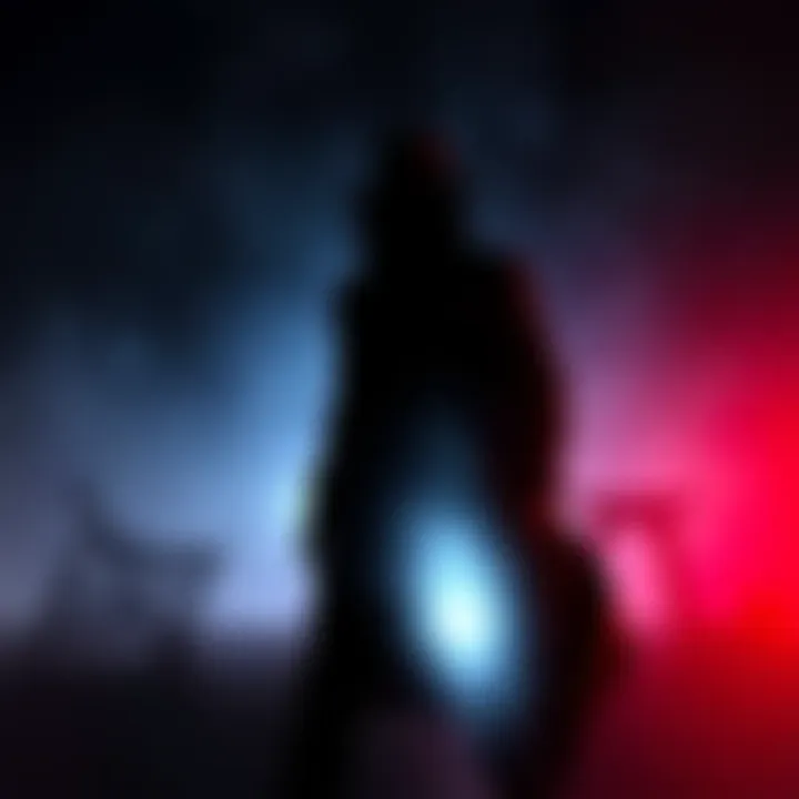 Michael Jackson's Shadow A shadowy figure resembling Michael Jackson looms in a dark dream setting, creating a sense of fear and mystery.