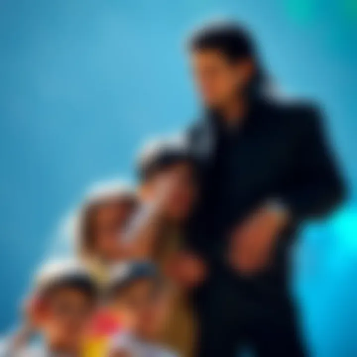 Michael Jackson standing with children during a positive event, showing kindness and care