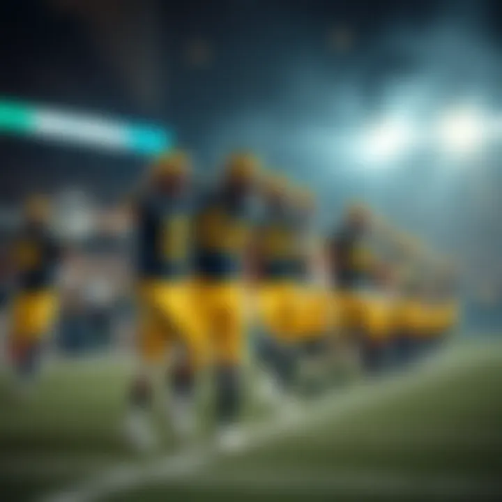 Michigan football players celebrating on the field after getting an extra second to win the game against Western Michigan