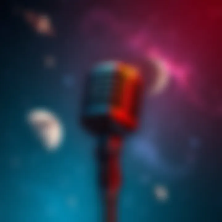 Microphone and cosmic background A vintage microphone set against a starry sky with planets, symbolizing discussions on supernatural topics