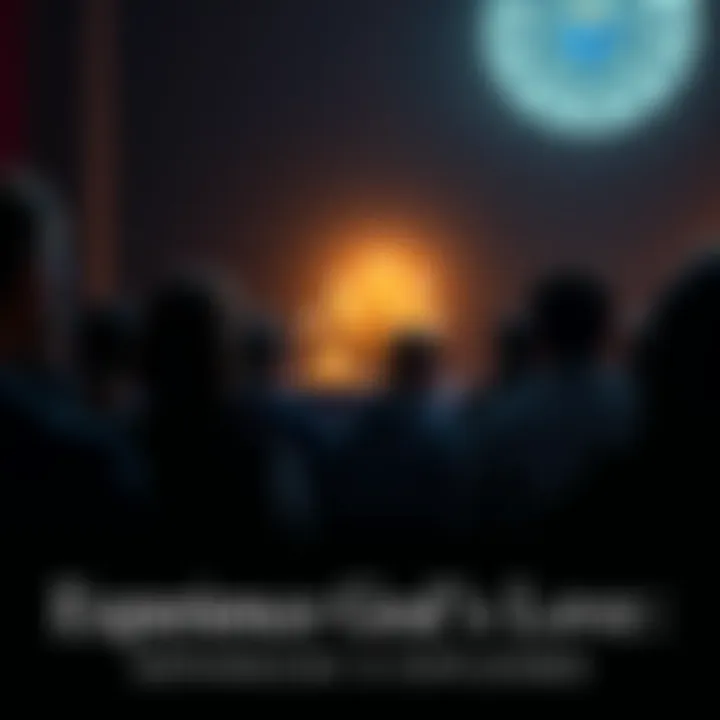 Group of people praying together at midnight, illuminated by soft candlelight, showing unity and faith in God's love.