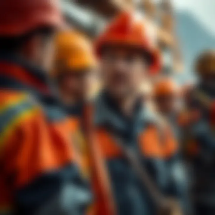 Mike Beets standing in front of a mining crew, looking frustrated as workers express their concerns about his leadership skills.