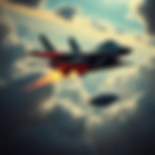 A military jet in pursuit of an unidentified flying object in the sky, showcasing advanced technology and potential humancraft