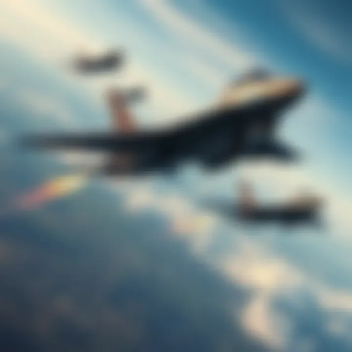 Military Aircraft in Flight A formation of military aircraft flying over a landscape, symbolizing increased global military activity.