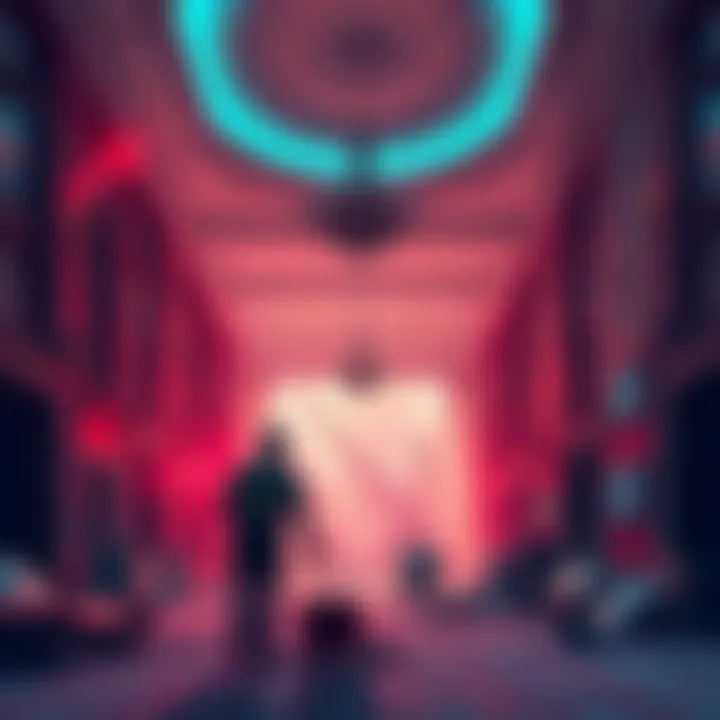 Construction workers building a large military facility beneath an opulent ballroom