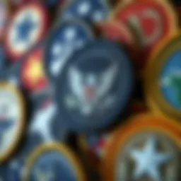 U.S. Military Patches Close-up of various U.S. military patches representing secret divisions and roles of pilots and engineers