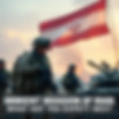 A group of soldiers in military gear readying for a ground invasion, with tanks and equipment in the background