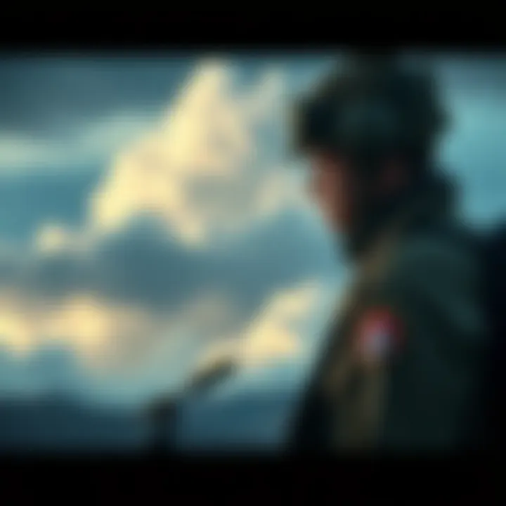 A military scientist overseeing a weather manipulation experiment with clouds forming in the background.