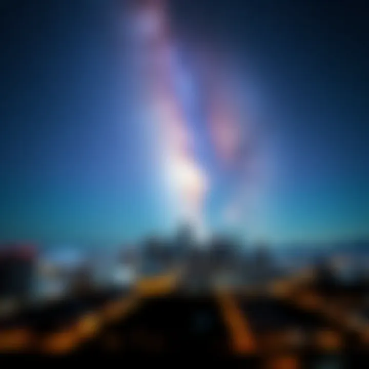 View of the Milky Way galaxy shining bright over a dark Los Angeles skyline during a power outage