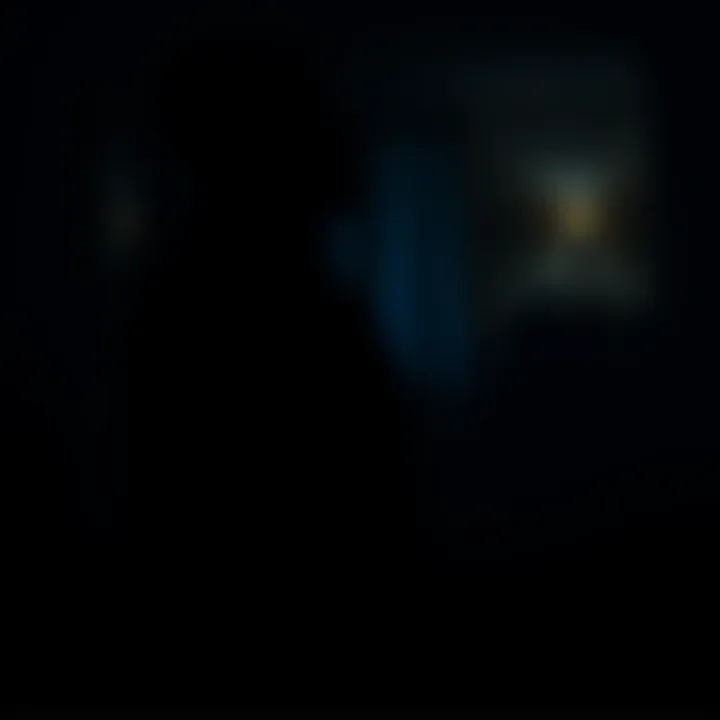 A shadowy figure in a dimly lit room mimicking a person, with a voice resembling a husband's call, creating an eerie atmosphere.