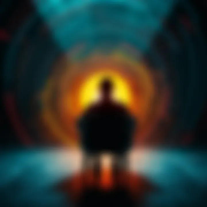 A person sitting in a chair with swirling patterns around their head, suggesting hypnotic influence and manipulation.