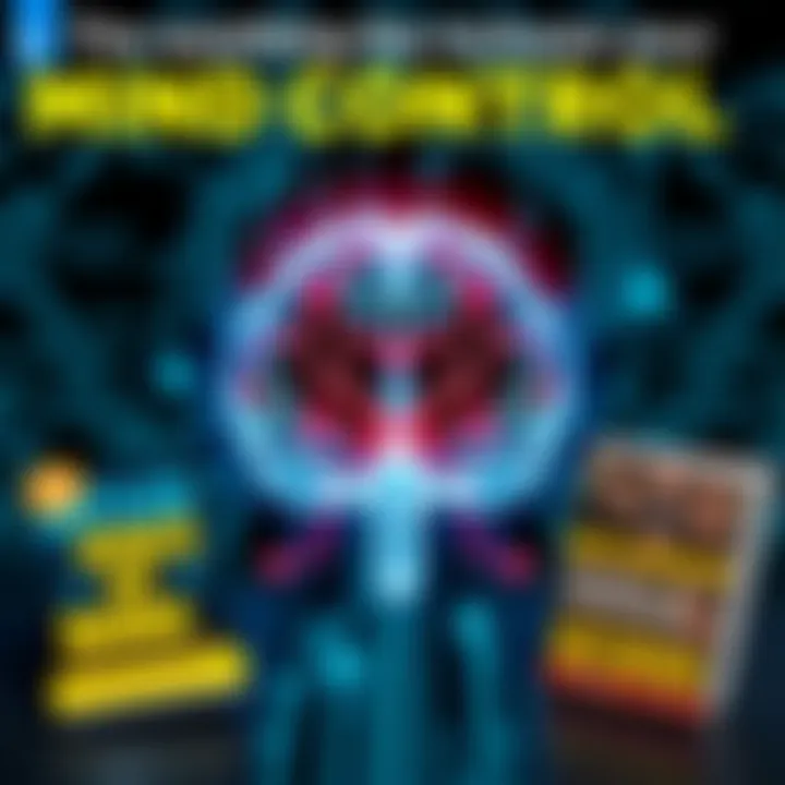 A brain with digital patterns representing mind control, surrounded by book covers of Battlespace of Mind and Project Soul Catcher.