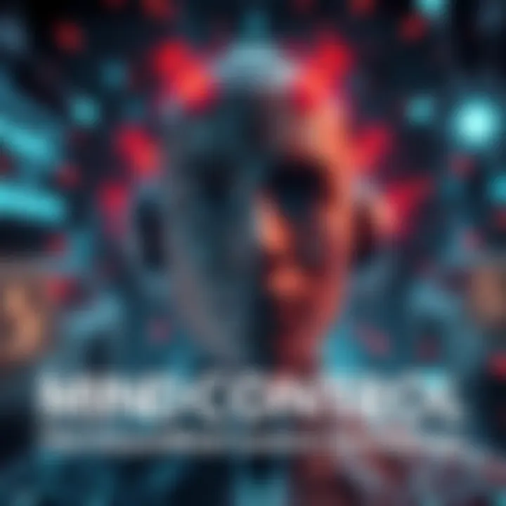 A visual representation of futuristic mind control technology, with a person connected to digital interfaces and neural networks surrounding them.