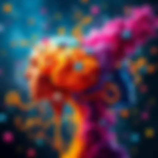 A colorful abstract representation of different minds producing unique realities, showing diverse thoughts and experiences