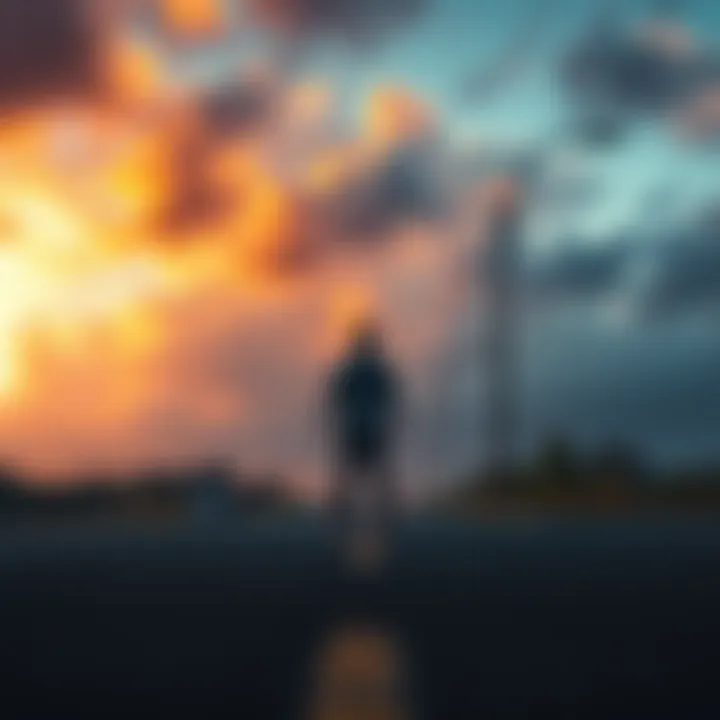 A person standing at a crossroads, symbolizing the choices between reprogramming their mind and making decisions for manifestation.