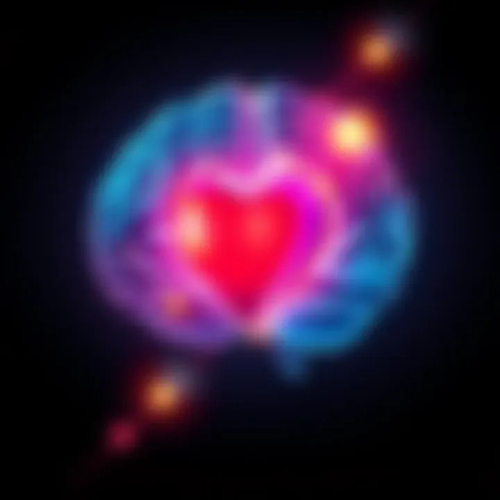 An illustration showing a brain and a glowing heart intertwined, symbolizing the link between psychology and spirituality.