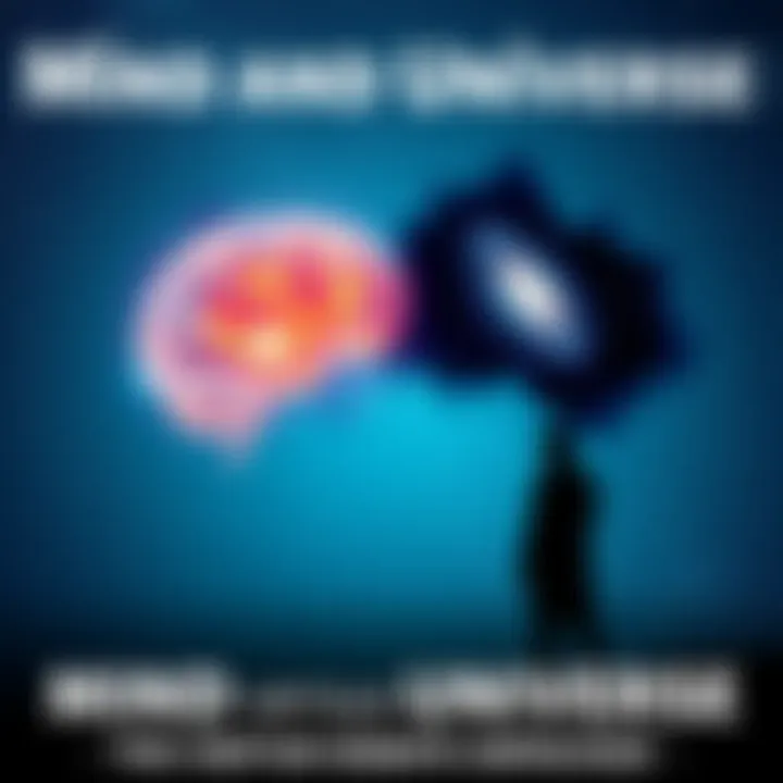 Mind and Universe Debate A visual representation of the debate between mind and universe with two figures symbolizing different perspectives, one representing the mind and the other the universe, set against a starry sky.