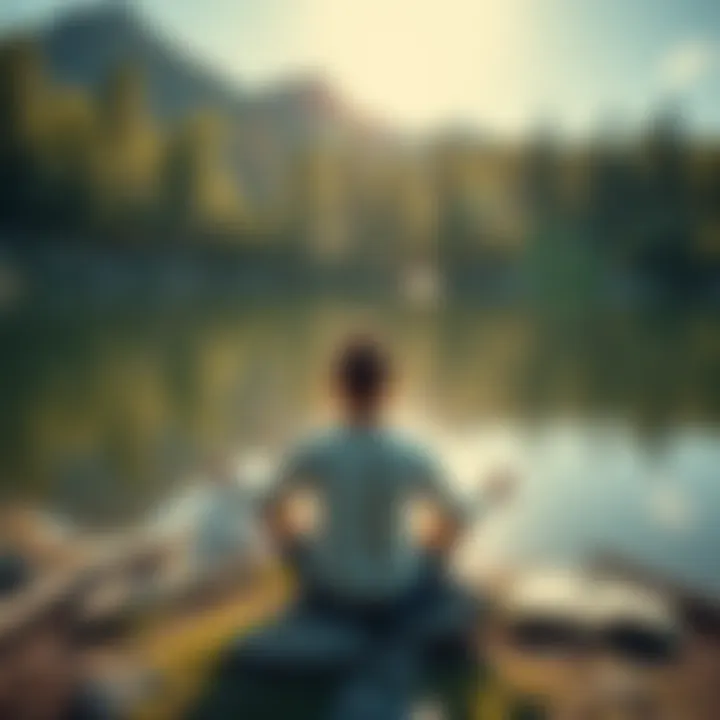 A serene image of a person meditating in nature, embodying presence and mindfulness