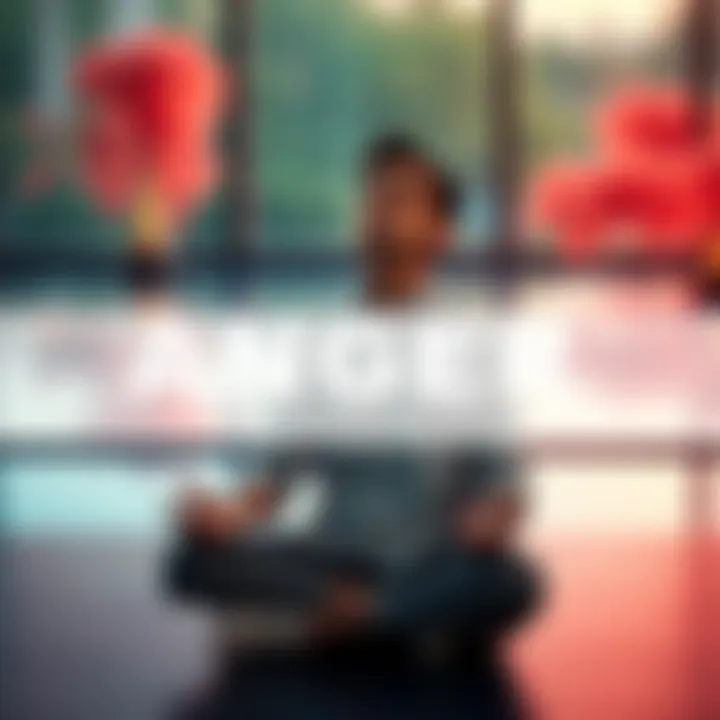 Person practicing mindfulness A person sitting peacefully with closed eyes in a serene environment, practicing mindfulness to manage anger and impatience.