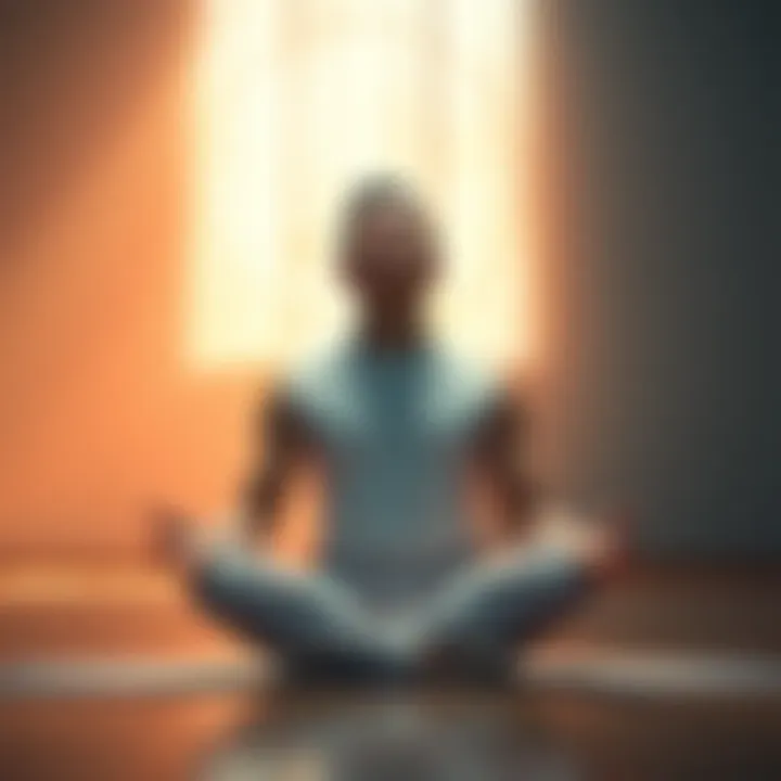 A person sitting cross-legged with their eyes closed, focusing on breathing to enhance mental clarity and emotional control.