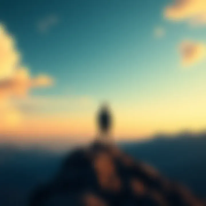 A person standing on a mountain, looking at a vast sky, symbolizing freedom and the power of thoughts.