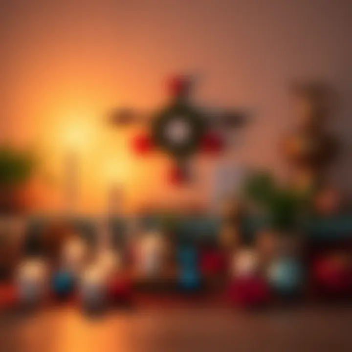 A small altar with candles, plants, and decorative items for reflection