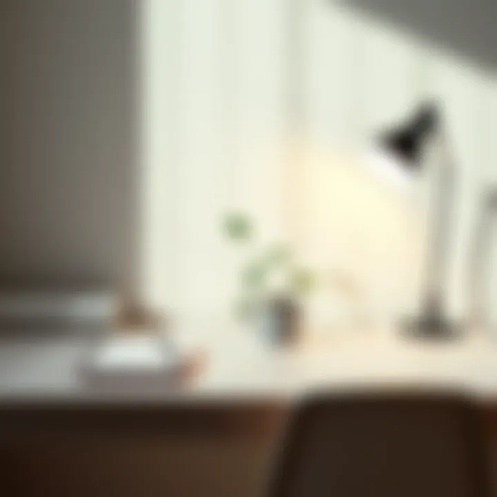 Minimalist Workspace A clean desk with a plant and a notebook, symbolizing simplicity and clarity in personal growth.