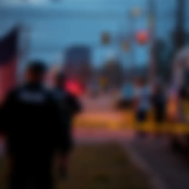 Police and Border Patrol officers at the scene of a shooting in Minneapolis, with concerned residents observing nearby.