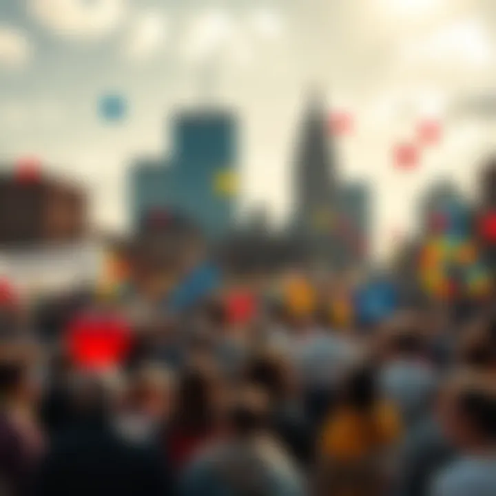 People in Minneapolis celebrating the city's nomination for the Nobel Peace Prize with banners and balloons in a community gathering