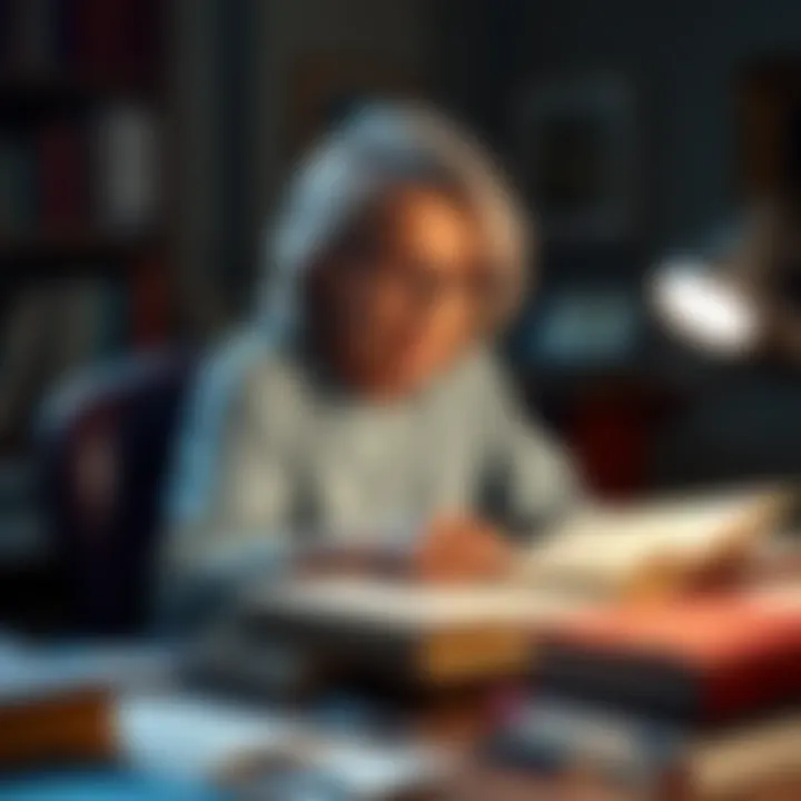 Miriam Robbins Dexter studying documents related to Pagan scholarship