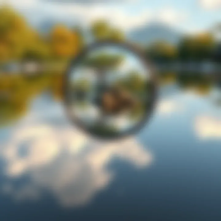 A serene mirror reflecting a tranquil natural scene, symbolizing the connection between Tao philosophy and reflection.