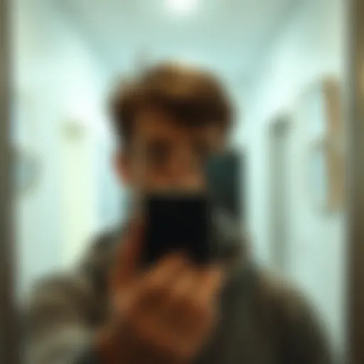A mirror selfie from 2018 showing a person looking at an unclear object in the background, sparking curiosity among viewers.