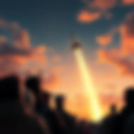 A worried crowd watches the sky as a missile is spotted over the Gulf states.