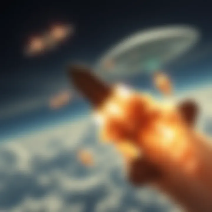 A Hellfire missile striking an unidentified aerial phenomenon with smaller objects appearing around the impact site.