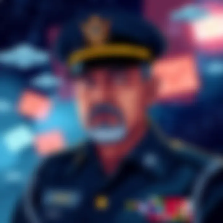 An illustration of a retired Air Force Major General with UFO symbols and emails in the background, representing connections to UFO programs.