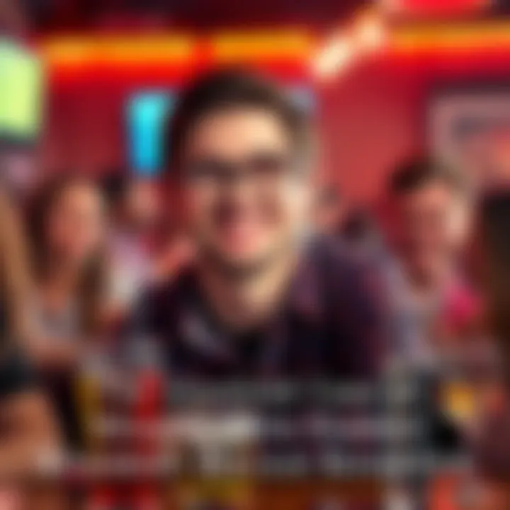 A photo of Brian Shaffer, a young man with short dark hair and glasses, smiling with friends at a bar, surrounded by drinks on the table
