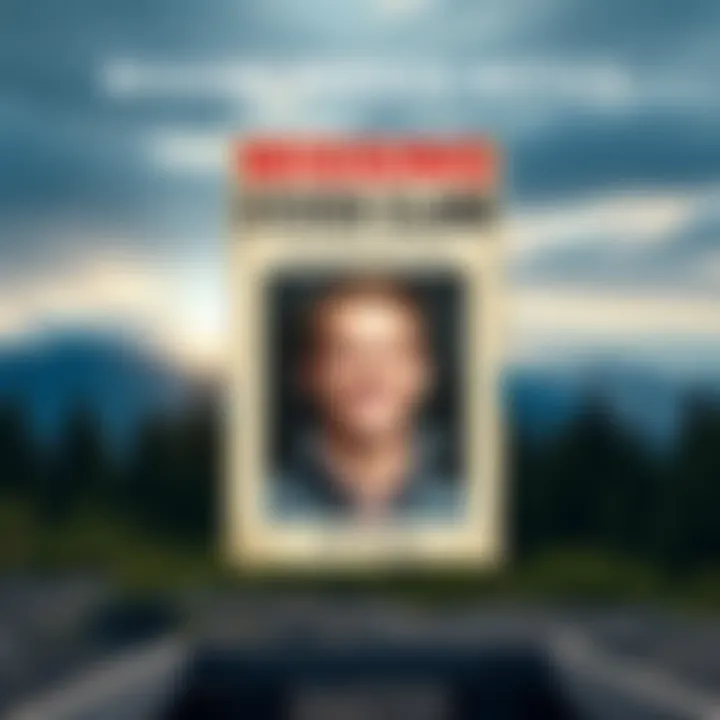 Missing Person Notice for Steven Clark A missing person notice with a photo of Steven Clark, highlighting his age and description, surrounded by a nature background reflecting the area where he disappeared.