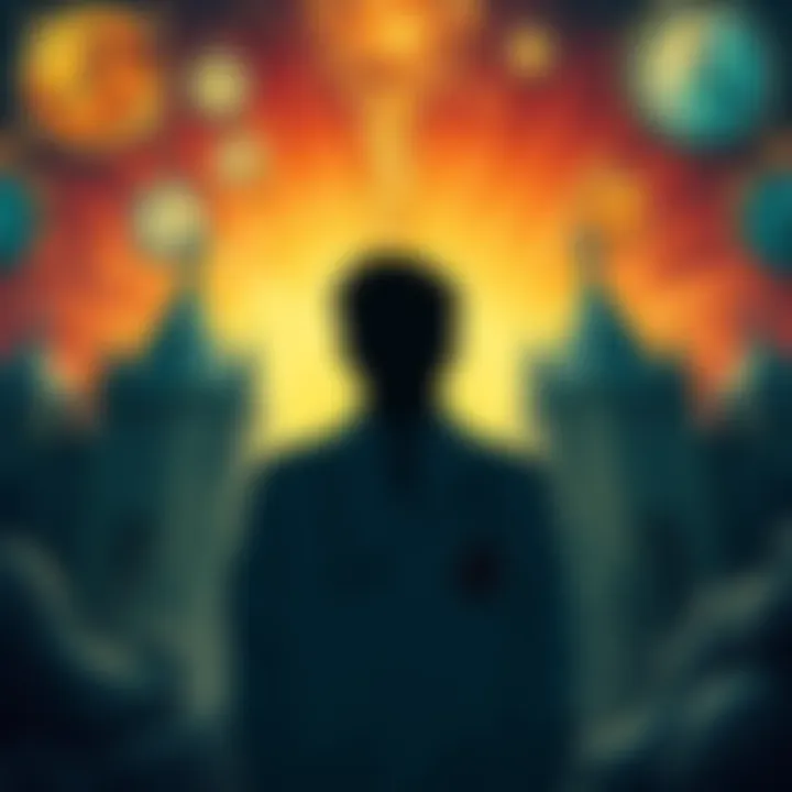 A silhouette of a scientist surrounded by clocks and mysterious symbols, representing disappearance and time travel theories.