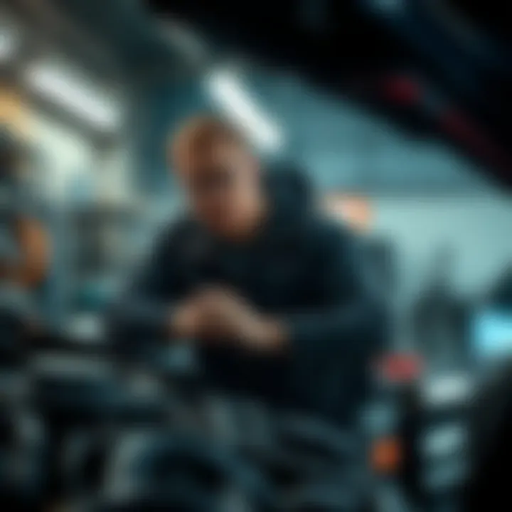 Mitch, a mechanic, repairing a vehicle in his workshop
