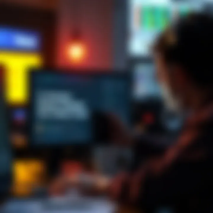 A moderator is shown reviewing posts on a screen, with a focus on a thread being deleted, symbolizing the deletion process.